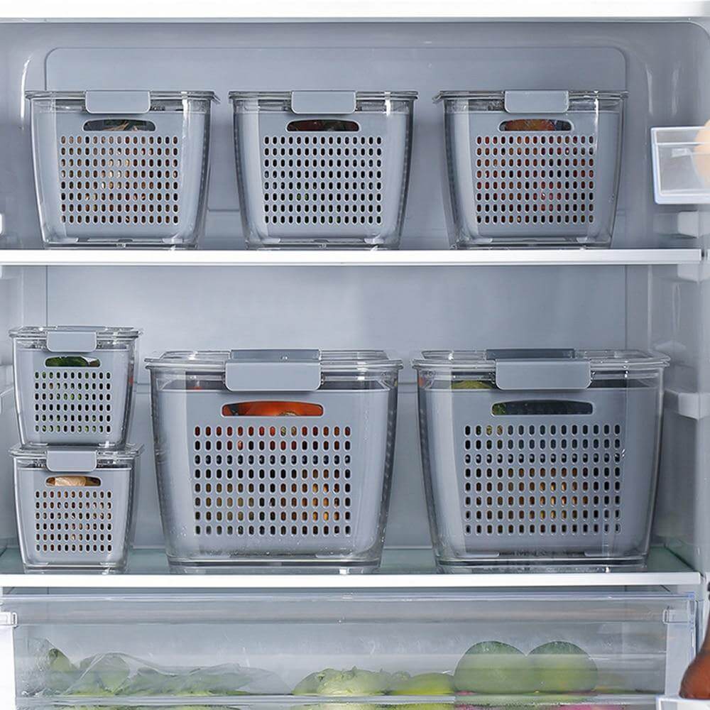 Junips | Multifunctional Vegetable & Fruit Refrigerator Drainage Organizer Box with Lid