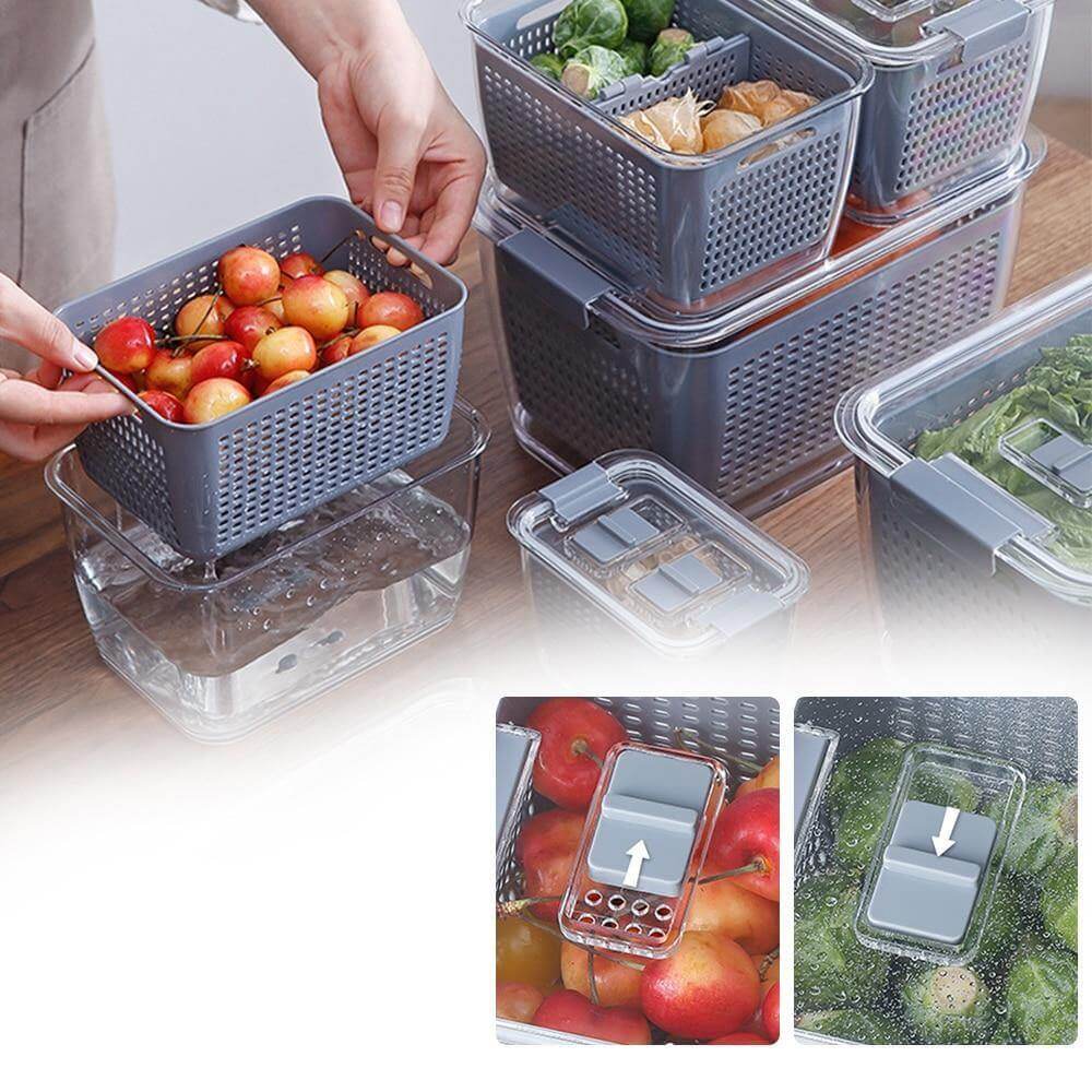 Junips | Multifunctional Vegetable & Fruit Refrigerator Drainage Organizer Box with Lid