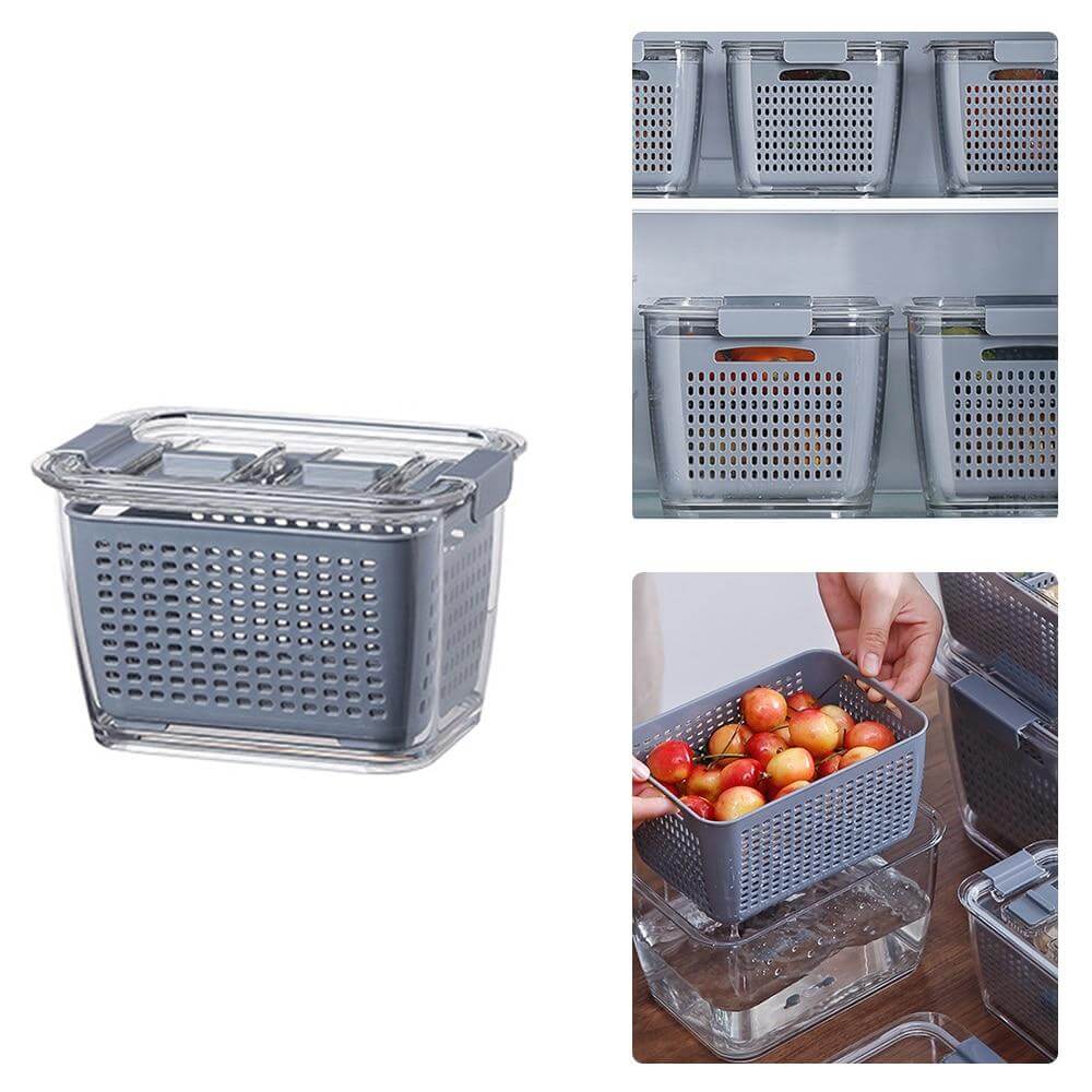Junips | Multifunctional Vegetable & Fruit Refrigerator Drainage Organizer Box with Lid