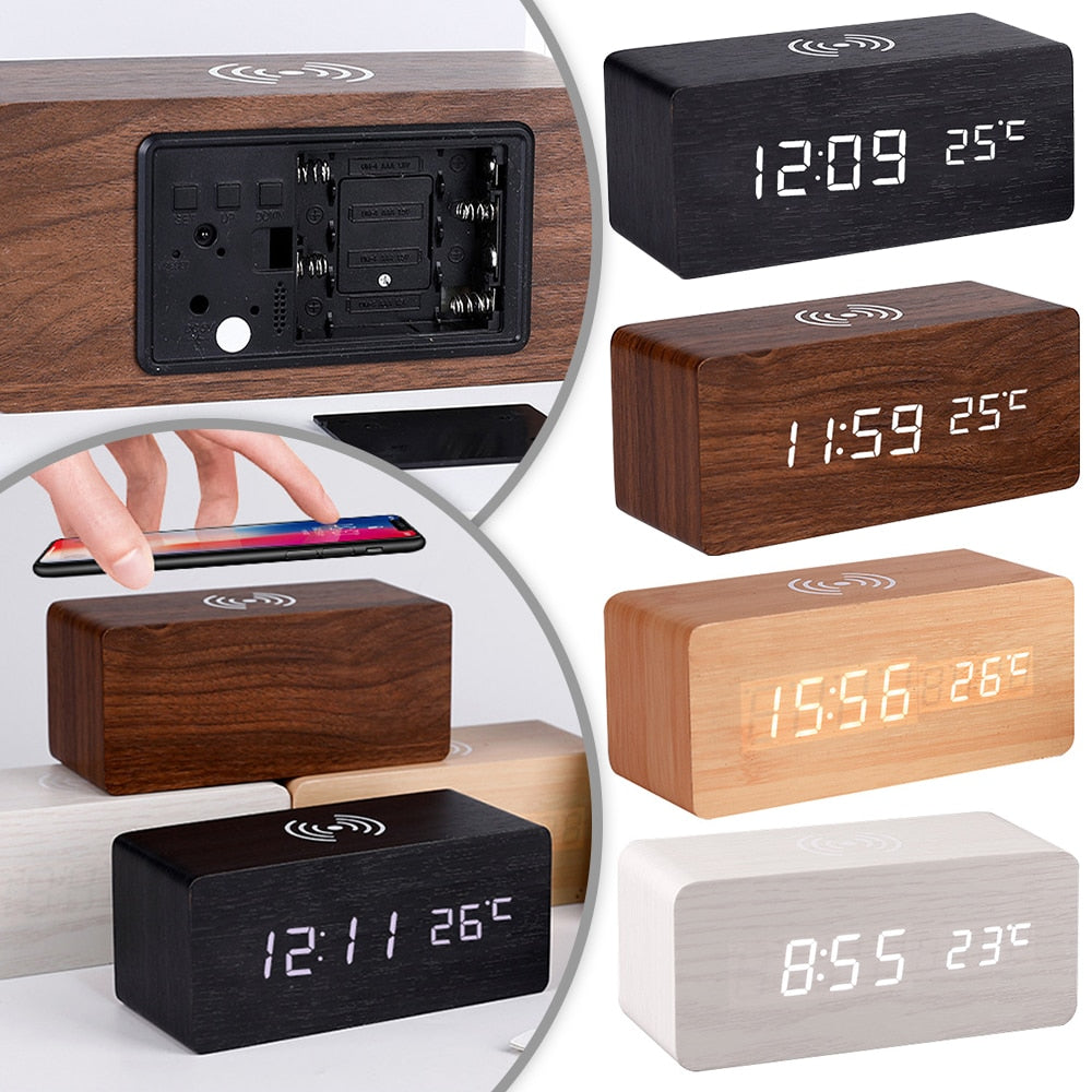 Junips | Modern Wood Wireless Charging Clock