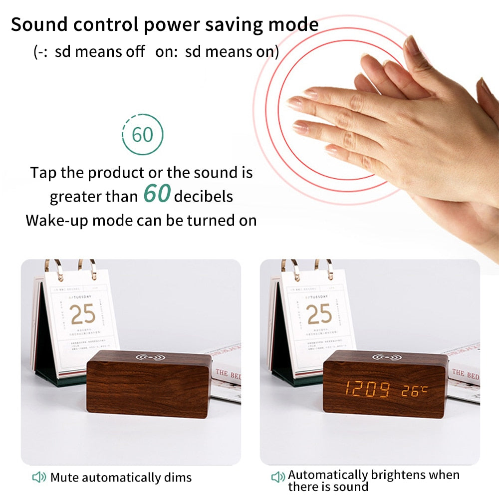 Junips | Modern Wood Wireless Charging Clock