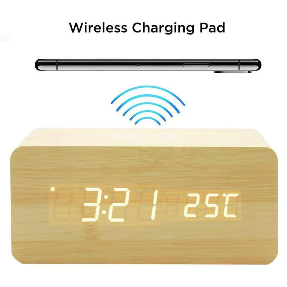 Junips | Modern Wood Wireless Charging Clock