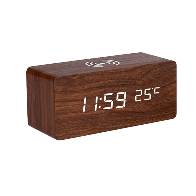 Junips | Modern Wood Wireless Charging Clock