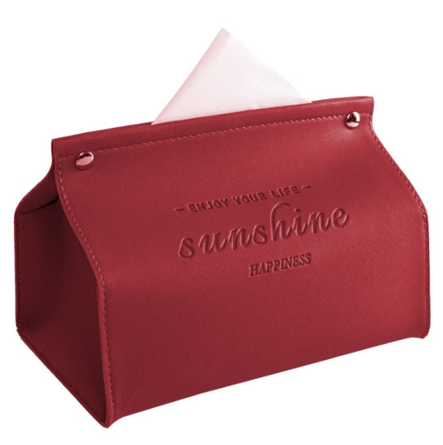 Junips | Logan Faux Leather Tissue Box
