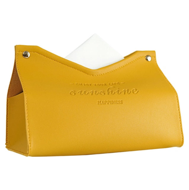 Junips | Logan Faux Leather Tissue Box