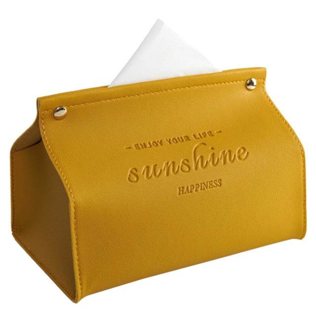 Junips | Logan Faux Leather Tissue Box