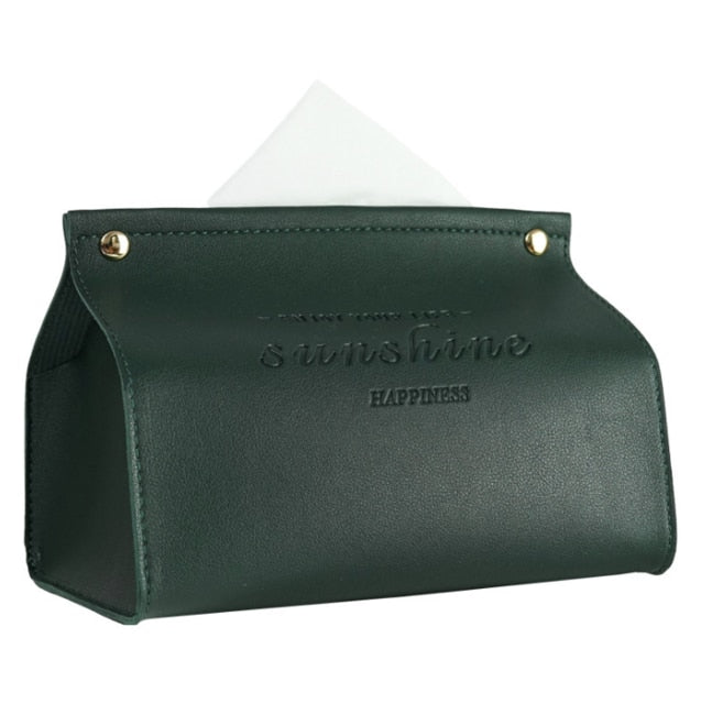 Junips | Logan Faux Leather Tissue Box
