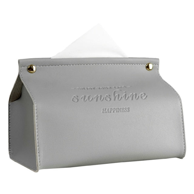 Junips | Logan Faux Leather Tissue Box