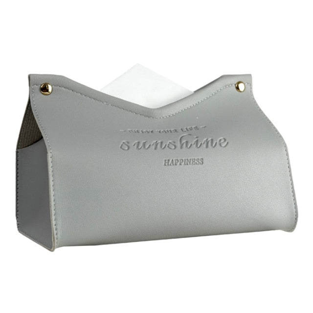 Junips | Logan Faux Leather Tissue Box