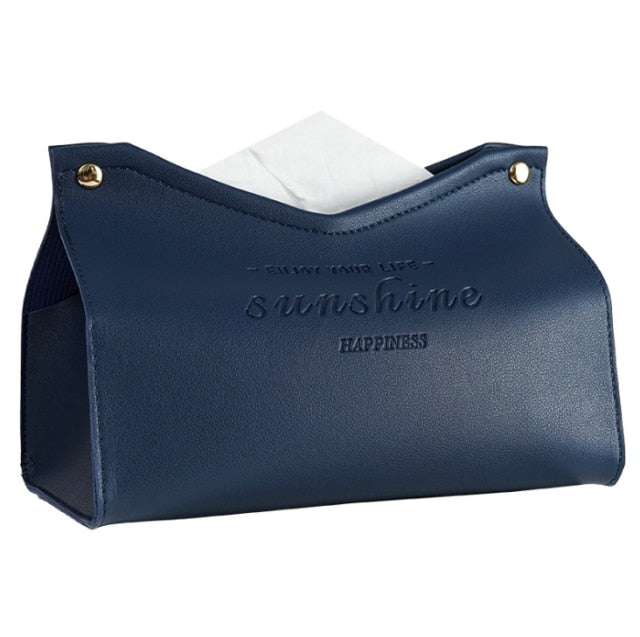 Junips | Logan Faux Leather Tissue Box