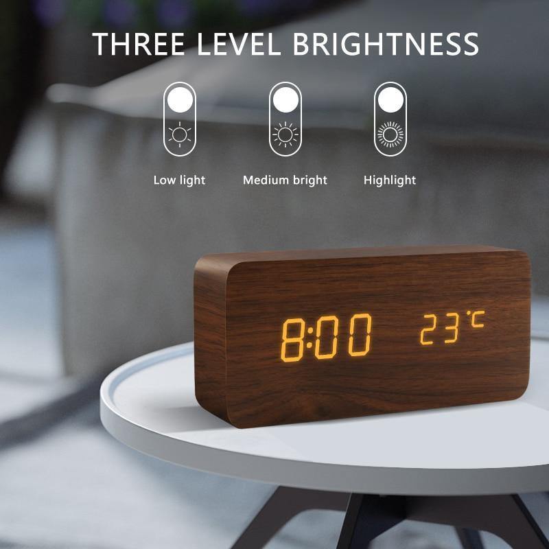 Junips | LED alarm clock in wooden cube shape