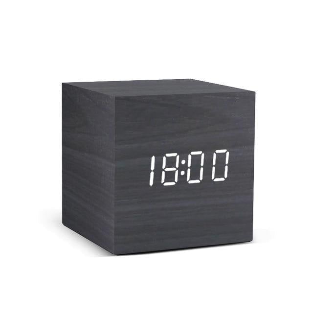 Junips | LED alarm clock in wooden cube shape