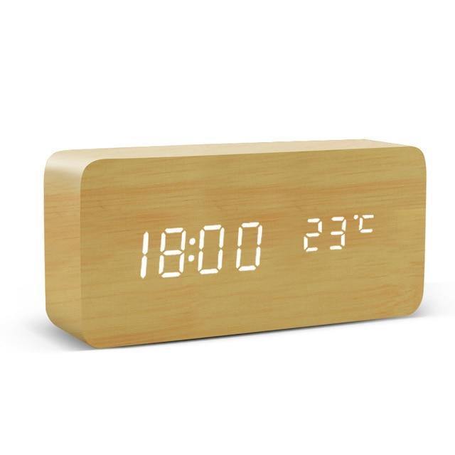 Junips | LED alarm clock in wooden cube shape