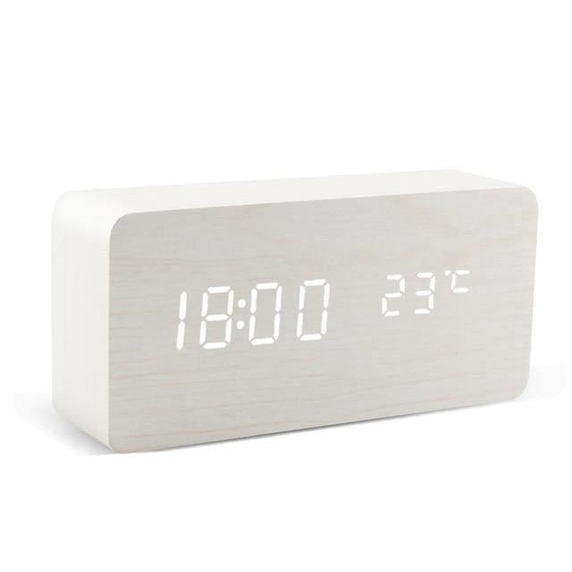 Junips | LED alarm clock in wooden cube shape