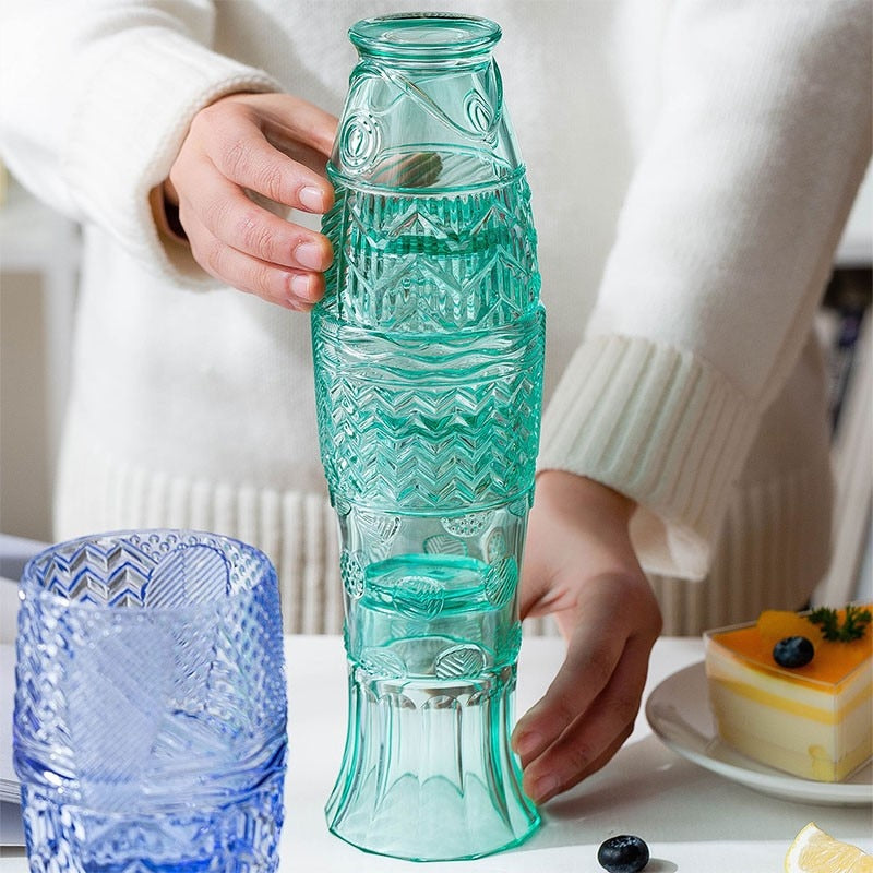 Junips | Colored Glass Cup Set in Koi Fish Shape - Sale