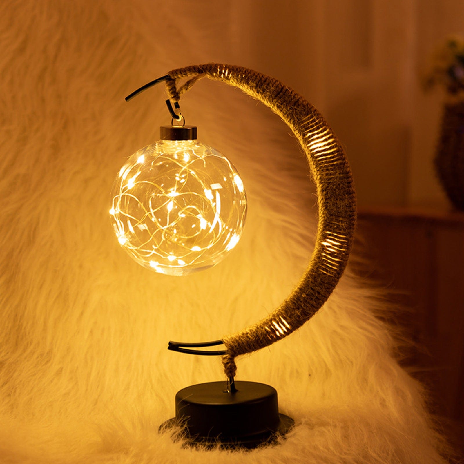 Junips | Rayvia Lunar Lamp - Half Moon LED Light with Glass Globe for Cozy Atmosphere