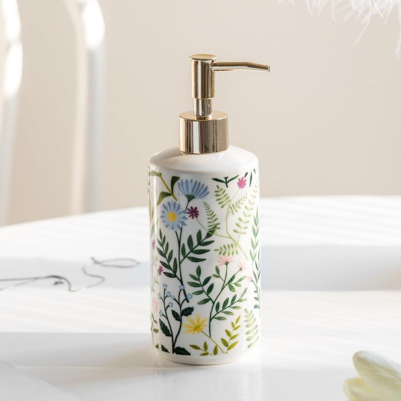 Junips | Soap dispenser made of ceramic with floral design