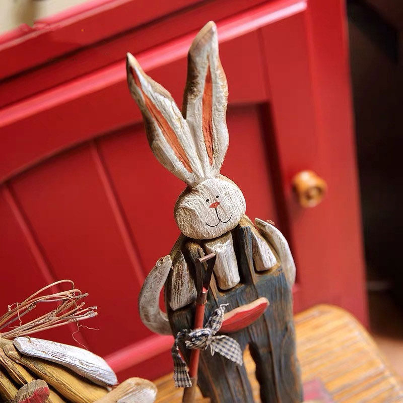 Junips | Wood Retro Easter Bunny Outdoor Ornament
