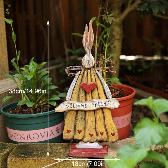 Junips | Wood Retro Easter Bunny Outdoor Ornament