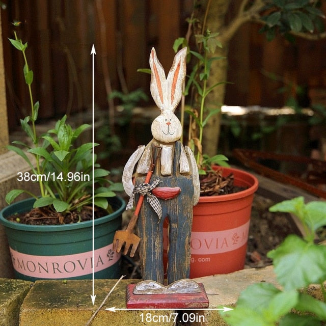 Junips | Wood Retro Easter Bunny Outdoor Ornament