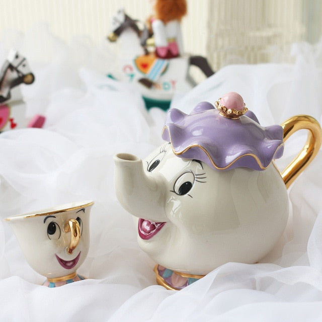 Junips | Limited Cartoon Beauty and the Beast Bone China Cup Tea Set Mrs. Potts and Chips Teapot Coffee Cups Set