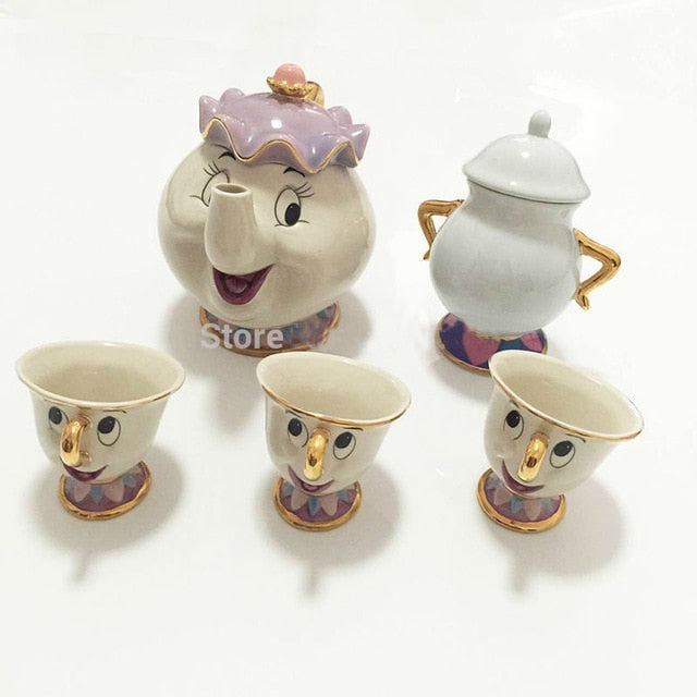 Junips | Limited Cartoon Beauty and the Beast Bone China Cup Tea Set Mrs. Potts and Chips Teapot Coffee Cups Set
