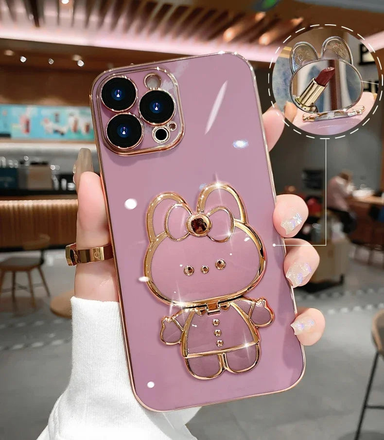Junips | 3D Bunny  Korean Style Mirror iPhone Case