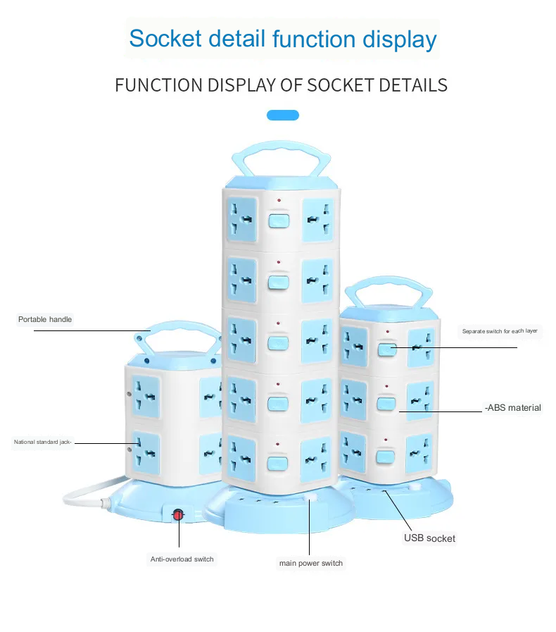 Junips | Tower Design Surge Protector Vertical Power Strip