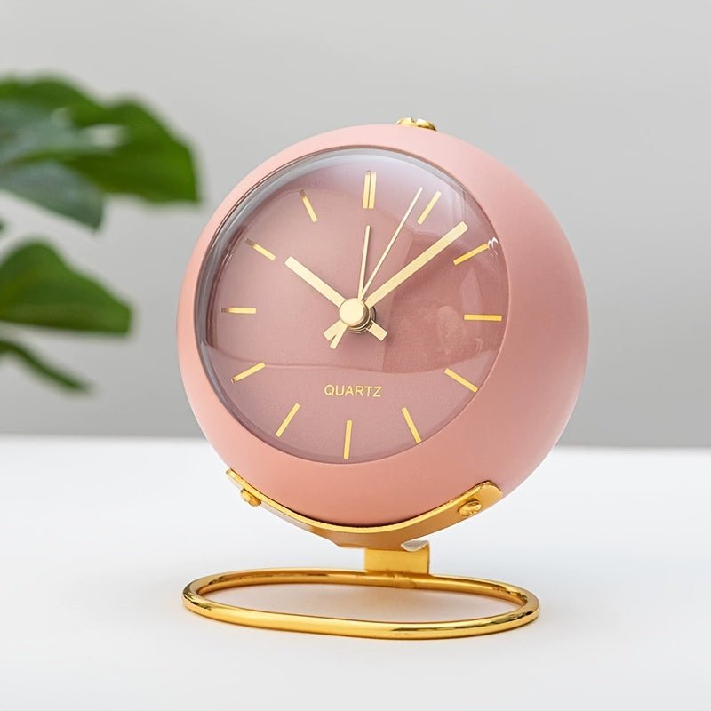 Junips | Buzzley Retro Silent Alarm Clock – Vintage Metal Analogue Clock with Night Light
