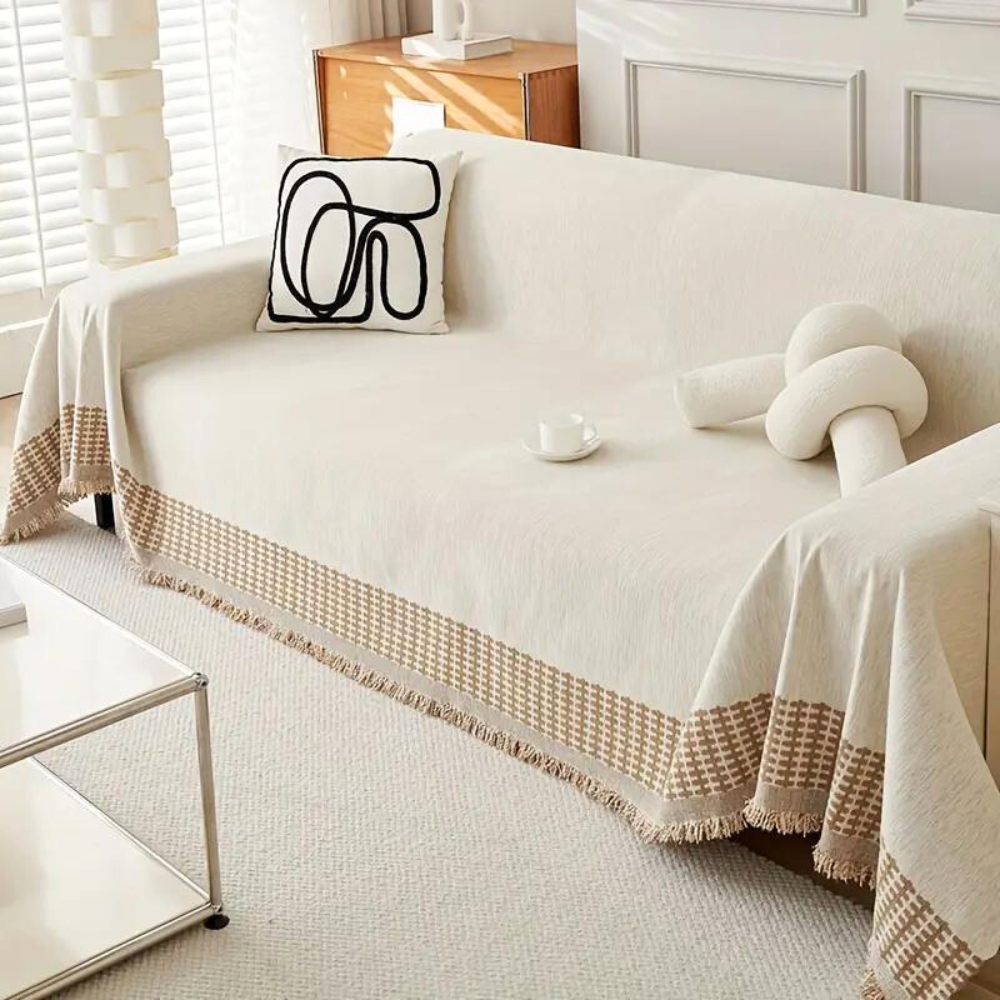 Junips | Rustic Cotton Tassel Sofa Cover