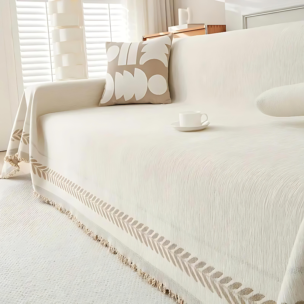 Junips | Rustic Cotton Tassel Sofa Cover