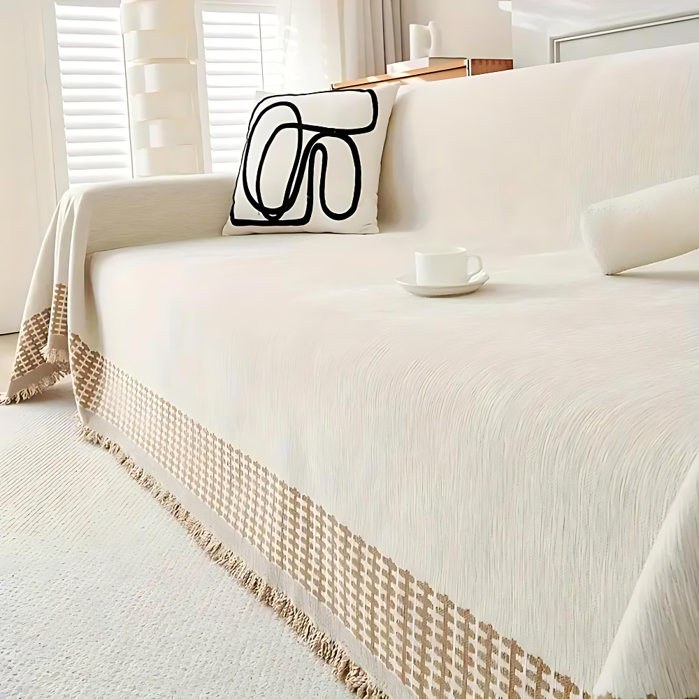 Junips | Rustic Cotton Tassel Sofa Cover