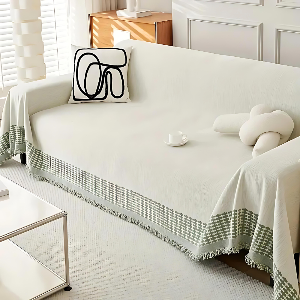 Junips | Rustic Cotton Tassel Sofa Cover