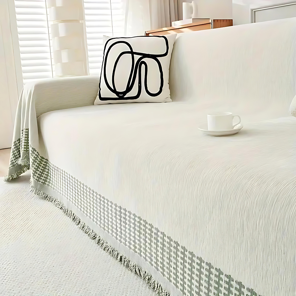 Junips | Rustic Cotton Tassel Sofa Cover