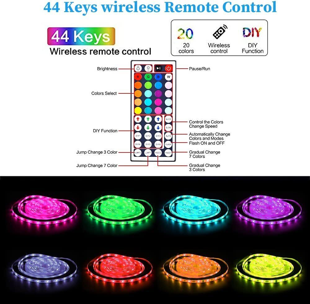 Junips | LED Light Strip, 30 m, 15 m, Music Synchronization, Bluetooth, 5050, RGB Ambient Light with Remote Control