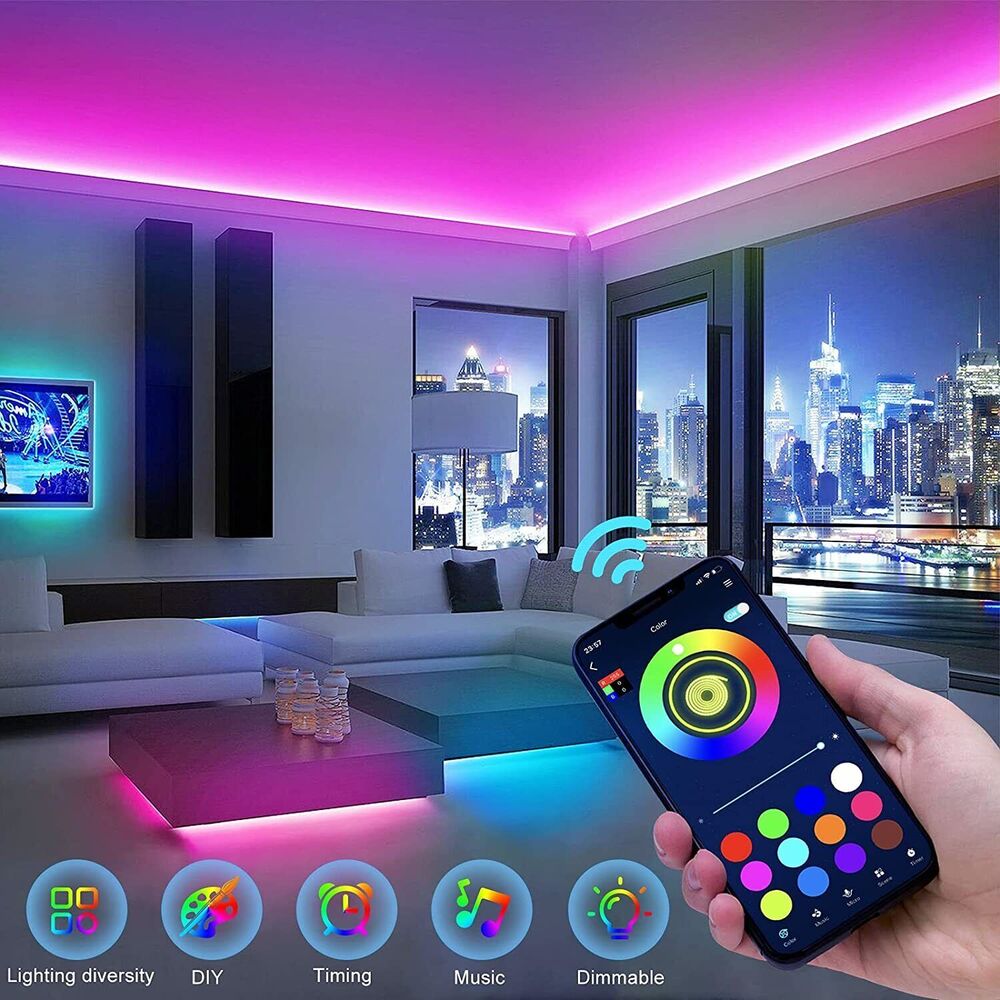 Junips | LED Light Strip, 30 m, 15 m, Music Synchronization, Bluetooth, 5050, RGB Ambient Light with Remote Control