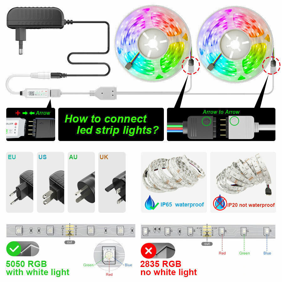 Junips | LED Light Strip, 30 m, 15 m, Music Synchronization, Bluetooth, 5050, RGB Ambient Light with Remote Control