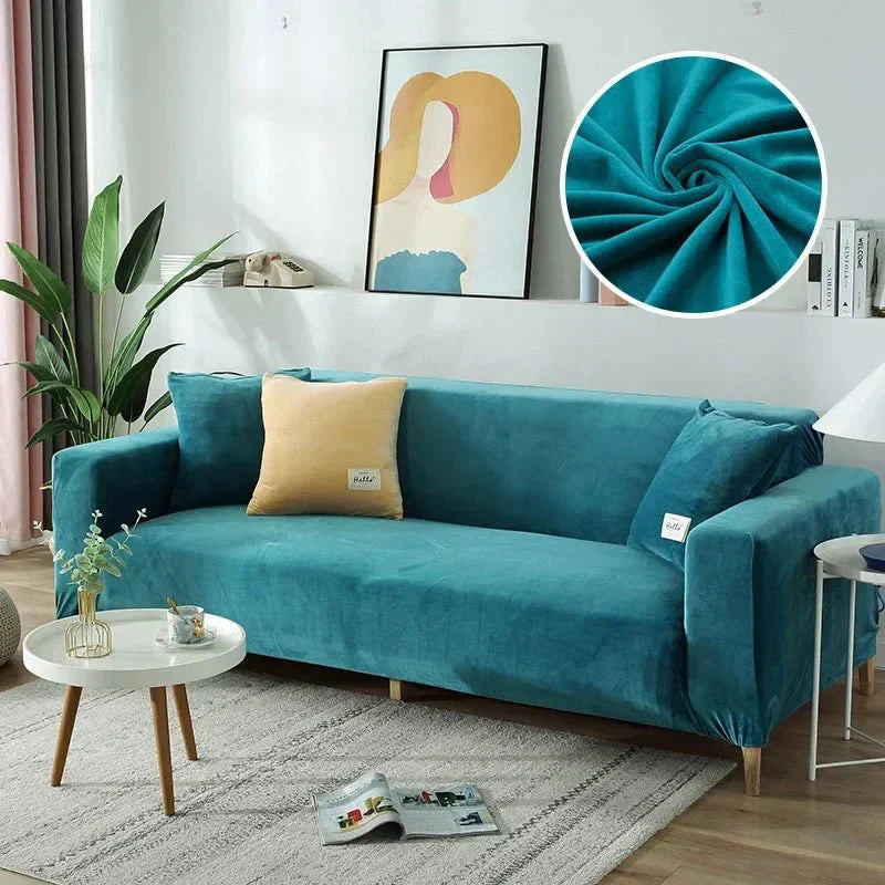 Junips | Samtlux Velvet Sofa Cover – Elegant Stretch Fit for Luxurious Comfort and Protection