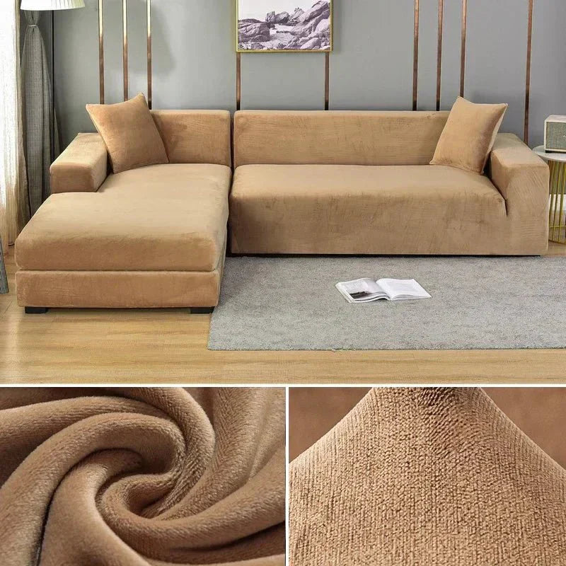 Junips | Samtlux Velvet Sofa Cover – Elegant Stretch Fit for Luxurious Comfort and Protection