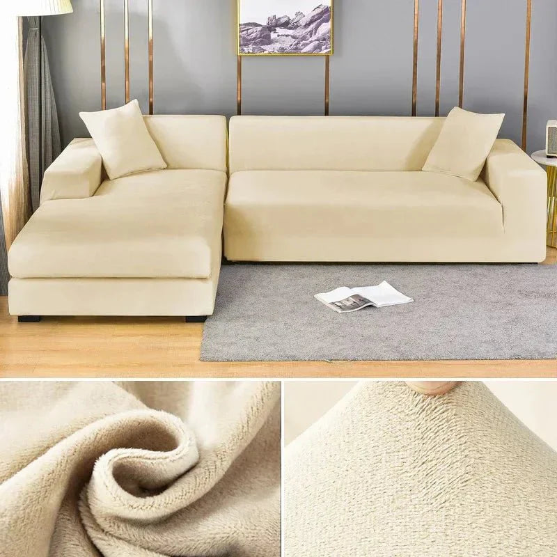 Junips | Samtlux Velvet Sofa Cover – Elegant Stretch Fit for Luxurious Comfort and Protection
