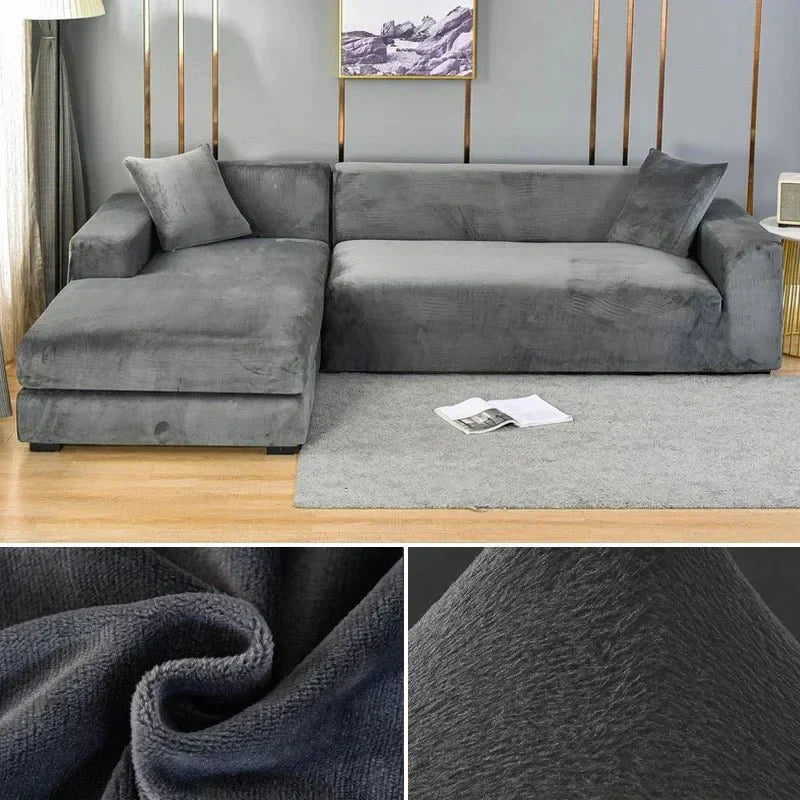 Junips | Samtlux Velvet Sofa Cover – Elegant Stretch Fit for Luxurious Comfort and Protection