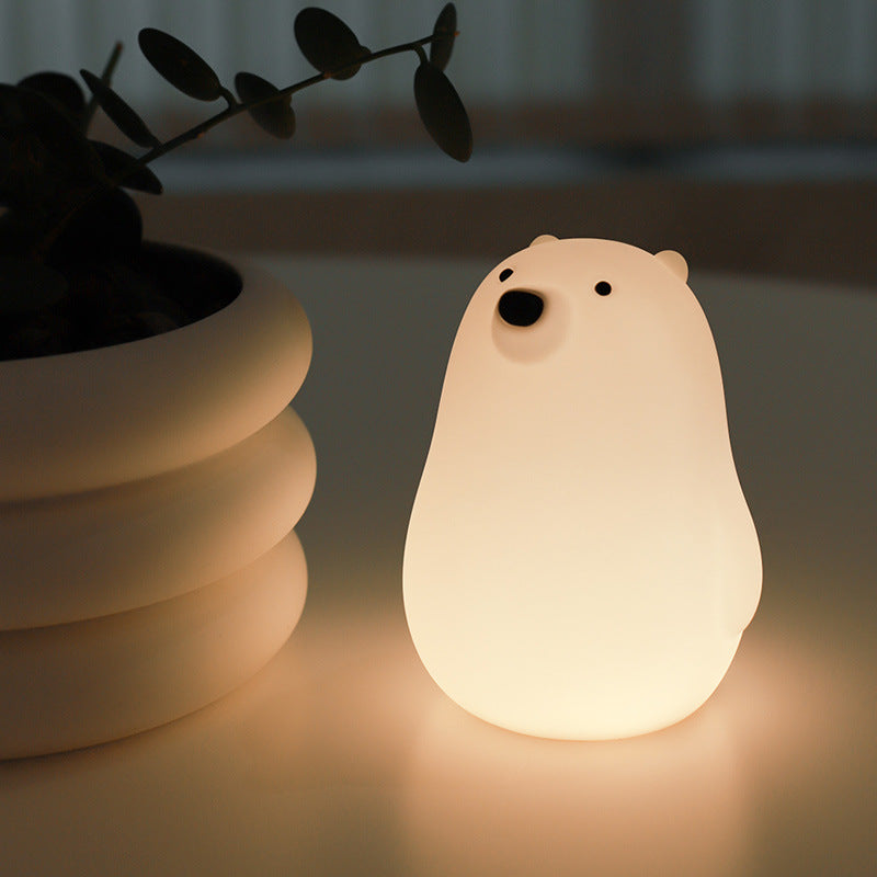 Junips | Squeezeable Silicone White Bear LED Night Light - Perfect Gift for Kids and Girls