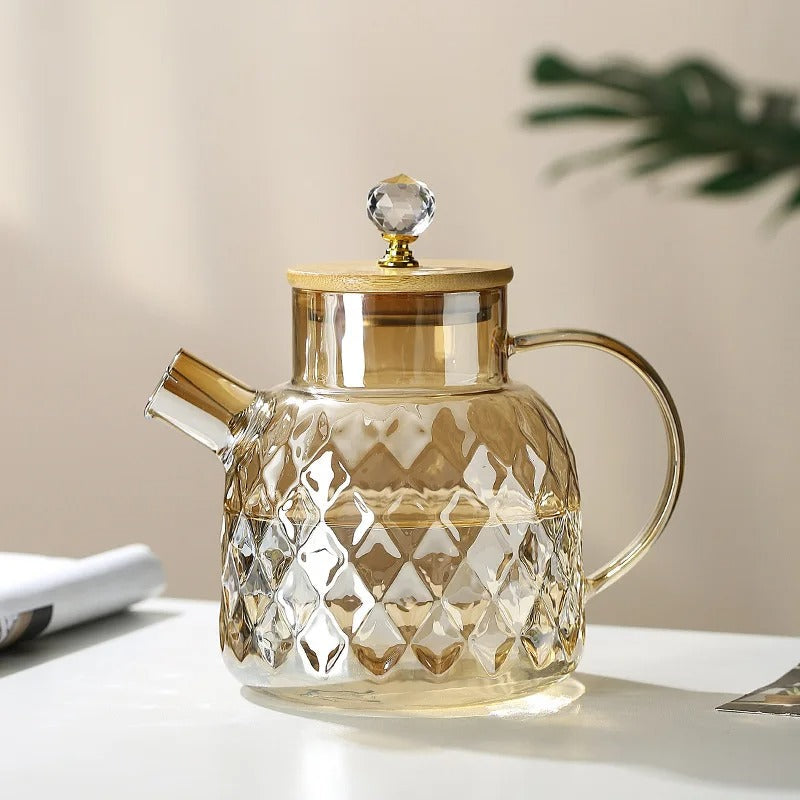 Junips | Classic Crystal Teapot | Glass & Wood