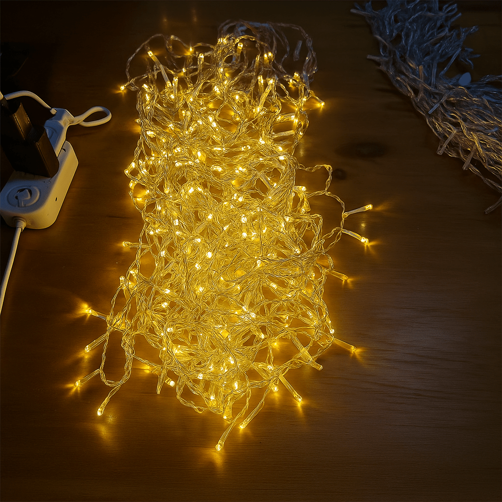 Junips | Twinkling Icicle String LED Lights | Warm White & Cool White, Extendable for Indoor & Outdoor Holiday Decor