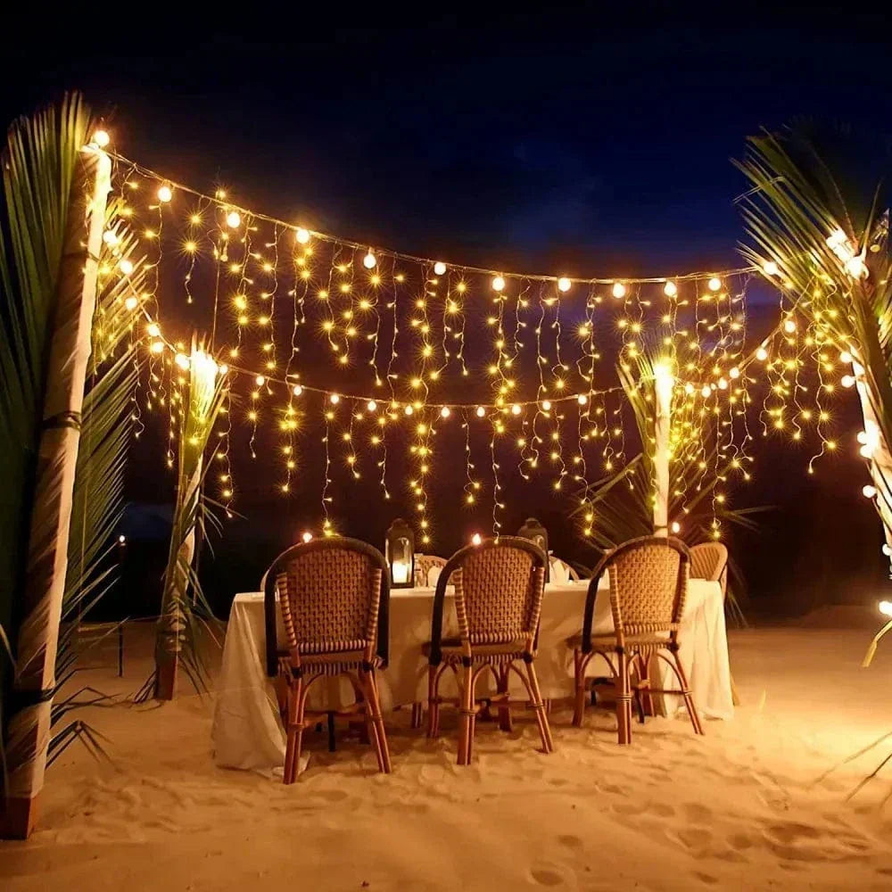 Junips | Twinkling Icicle String LED Lights | Warm White & Cool White, Extendable for Indoor & Outdoor Holiday Decor