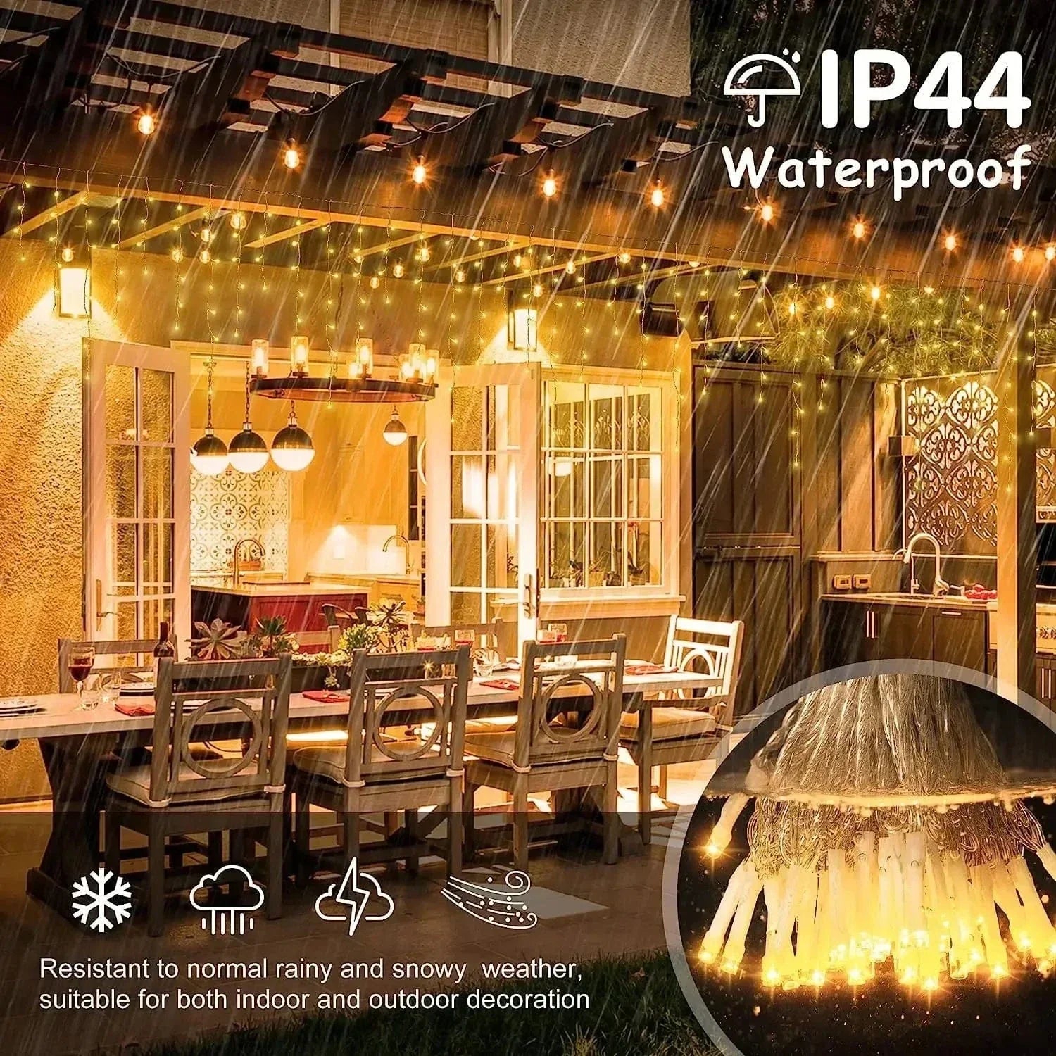 Junips | Twinkling Icicle String LED Lights | Warm White & Cool White, Extendable for Indoor & Outdoor Holiday Decor
