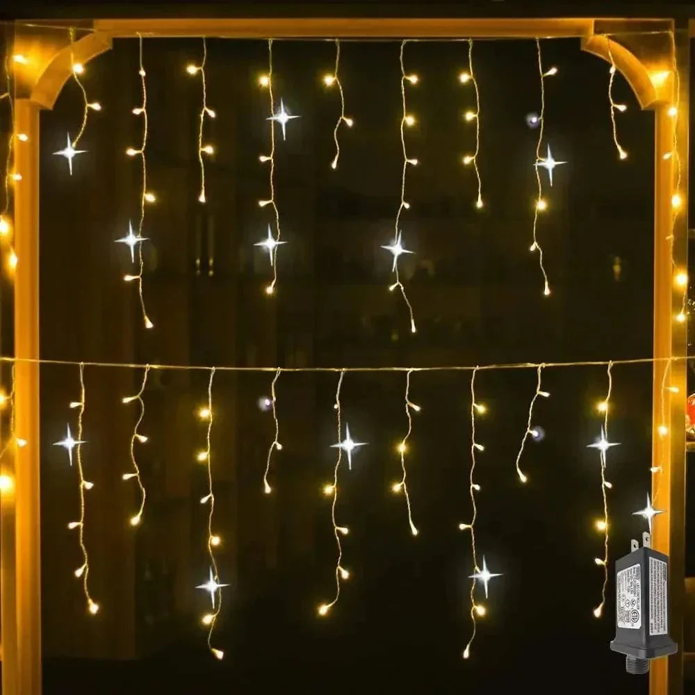 Junips | Twinkling Icicle String LED Lights | Warm White & Cool White, Extendable for Indoor & Outdoor Holiday Decor