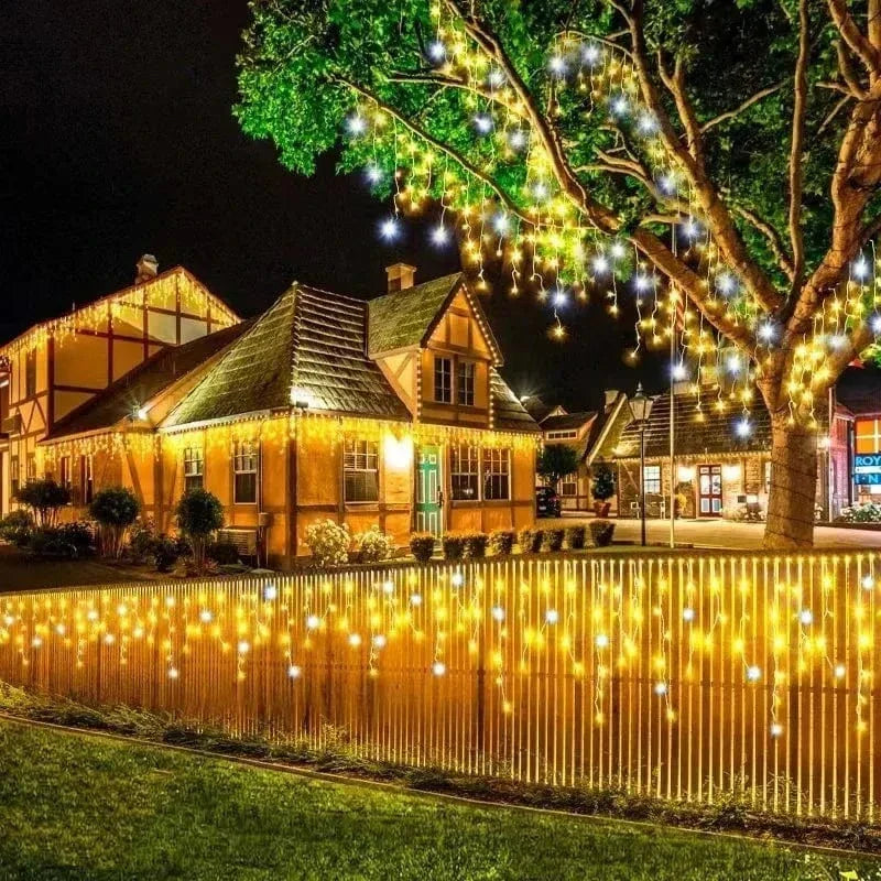 Junips | Twinkling Icicle String LED Lights | Warm White & Cool White, Extendable for Indoor & Outdoor Holiday Decor
