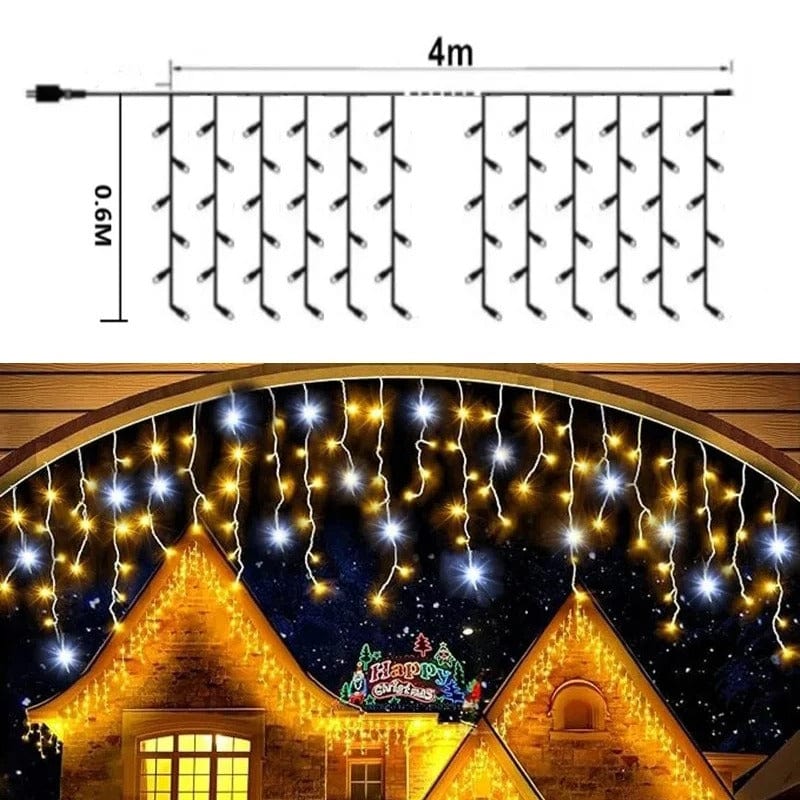 Junips | Twinkling Icicle String LED Lights | Warm White & Cool White, Extendable for Indoor & Outdoor Holiday Decor