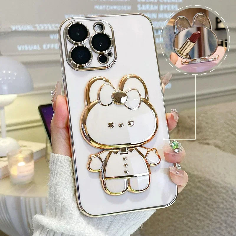 Junips | 3D Bunny  Korean Style Mirror iPhone Case